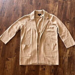 JCREW// thick classic camel collared sweater with pockets